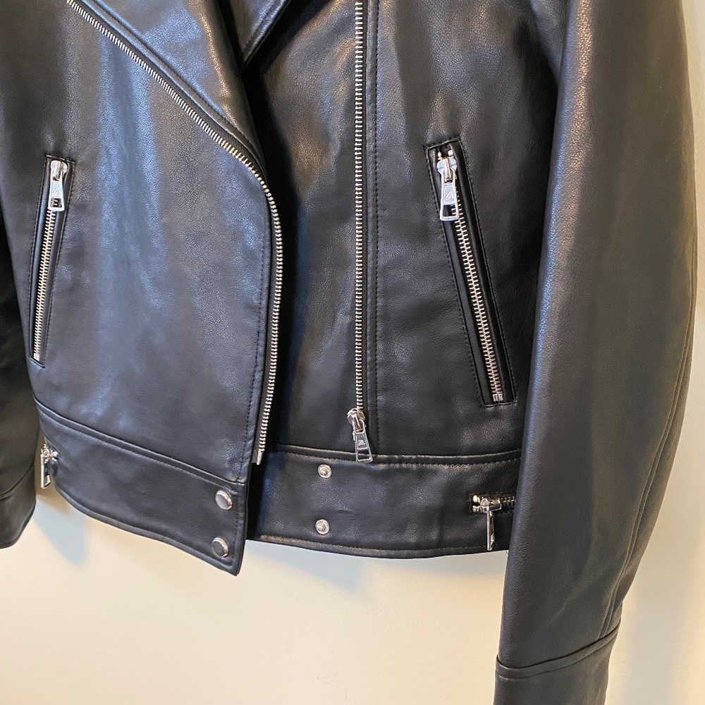 ZARA Faux Leather Moto Jacket 13-14 YR - Picture 4 of 5